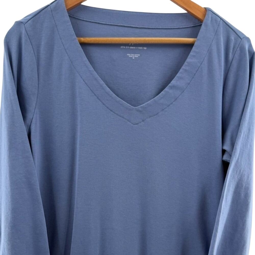 J. Jill Pima Cotton 3/4 Sleeve V-Neck Tunic Shirt Baby Blue Size Medium - Picture 4 of 9